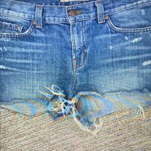 Distressed Denim Athletic Shorts